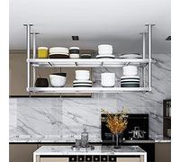 Étagère de Plafond en Acier Inoxydable 304, Support de Plafond Suspendu pour Restaurant/Bar, Étagère de Cloison Suspendue à 2 Niveaux/Support de Rangement pour Cuisine (Couleur : 120cm)