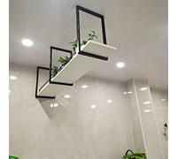 Étagère de plafond - Étagère à vin flottante en fer forgé à 1 niveau pour plantes et décoration, facile à installer pour bar/cuisine, design loft (B 80 x 30 x 50 cm)