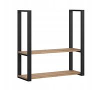 Étagère de plafond industrielle, métal noir avec artisanat en chêne, 90x20x60 cm, 2 niveaux, style loft, pour cuisine, salon, bureau