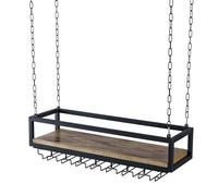 Étagère de Plafond Porte-Vin Suspendu Support de Verre à Vin Vintage Étagères Flottantes en Bois Massif en Fer pour Bars/Restaurants/Cuisines Support de Rangement, Hauteur réglable ( Size : 60x25x22cm