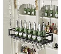 Étagère de Plafond Suspendue Vintage et Porte-Verre à vin Support à vin à chaîne réglable de 1 m Décoration de Plafond élégante pour Les Bars, Les Restaurants et Les Cuisines Conception Peu