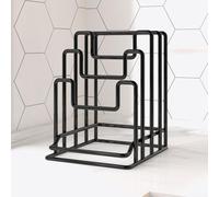 Étagère de planche à découper en métal à 4 niveaux pour planches à découper, couvercles de casseroles, ustensiles de cuisine, blanc/noir