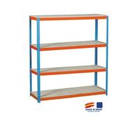 - Etagère de rangement 2000x2400x450mm bleu/orange/bois charge 400 Kg - Simonforte 2404-4 Chipboard