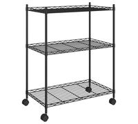 Étagère de rangement 3 niveaux et roues 60x35x81 cm noir 150 kg