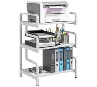 Étagère De Rangement 3 Niveaux - Support D'imprimante - Acier Panneaux Blanc Blanc