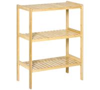 Etagère de rangement 3 niveaux sur pied - étagères à lattes - dim. 62L x 33l x 80H cm - bois de bambou Beige G