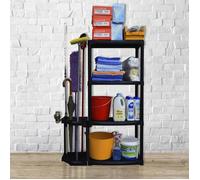 Etagère de Rangement 4 niveaux Porte-Balai Noire Polypropylène Résistant Art Plast