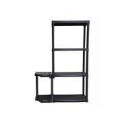 Etagère de Rangement 4 niveaux + Porte-Balai Noir Polypropylène Résistant Garage Buanderie Art Plast