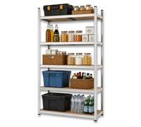 Etagère de Rangement 5 niveaux Bois MDF réglables 90x40xH180cm Rayonnage métal Charge 875kg - Garage Atelier Cellier INTEC