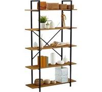 Étagère de rangement 5 tablettes MEDA en métal et MDF décor chêne sauvage Chêne sauvage G