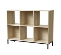 Calicosy - Étagère De Rangement 6 Cases Décor Bois - Panneaux De Particules Et Acier - 3 Cases sans Fond - 4 Pieds Métal - Séjour, Chambre, Bureau - Style Industriel - L 93,5 x l 29,8 x H 72,6 cm