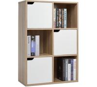 Étagère de Rangement 6 Cubes Bibliothèque en Bois Armoire de Livres Armoire de Rangement, Bureau,Style Moderne, Naturel-MONDEER