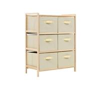 Vidaxl Étagère De Rangement 6 Paniers Tissu Bois De Cèdre Beige Marron
