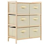 Étagère de rangement 6 paniers Tissu Bois de cèdre Beige Beige G