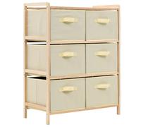 Étagère de Rangement 6 Paniers Tissu Bois de Cèdre Beige Bibliothèque vidaXL