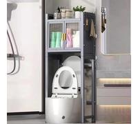 Étagère de rangement à 2 niveaux au-dessus des toilettes - Support autoportant en métal pour salle de bain avec porte, robuste, 71 cm, solution peu encombrante pour les essentiels de salle de bain