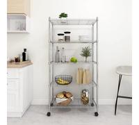 Étagère de Rangement à 3 Niveaux avec Roues Meuble Garage Cuisine Noir vidaXL