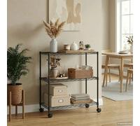vidaXL Étagère de rangement 3 étagères avec roulettes 60x35x81 cm Noir charge max 150 kg