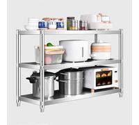 Étagère de rangement à 3 niveaux en acier inoxydable 304 moderne multifonction pour cuisine, salon, bureau, garage, terrasse (100 x 50 x 80 cm)