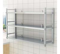 Étagère de rangement à 3 niveaux en acier inoxydable robuste pour cuisine, étagère murale multi-usages pour grille-pain à micro-ondes et appareils de cuisine