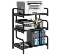 HOMCOM Support d'Imprimante à 3 Niveaux, Étagère de Rangement, Meuble imprimante en Bois et Métal 55x40x77cm pour Bureau Maison Noir