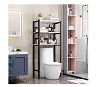 Étagère de rangement à 3 niveaux pour salle de bain - Cadre de laveuse de toilettes, support au sol peu encombrant pour chaise percée d'angle, rangement supérieur élégant pour les essentiels de salle