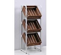 Étagère de Rangement à 4 Niveaux en Bois pour ustensiles Cuisine - Organisateur sur Pied légumes, Fruits et Autres Produits Frais dans Les Cuisines supermarchés