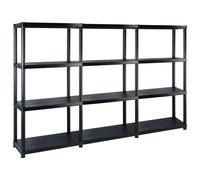 Étagère de rangement à 4 niveaux Noir 183x30,5x130 cm Plastique
