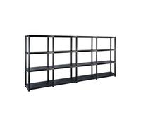 vidaXL Étagère de rangement à 4 niveaux Noir 244x30,5x130 cm Plastique3059859 Noir G