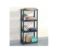 Étagère de rangement à 4 niveaux Noir 61x30,5x130 cm Plastique Noir G