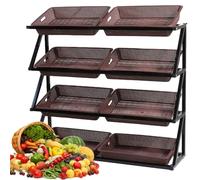 Étagère de rangement à 4 niveaux pour fruits et légumes - Panier multifonction pour cuisine et supermarché