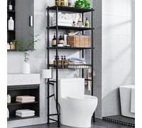 Étagère de rangement à 4 niveaux pour salle de bain - Étagère de rangement pour toilettes - Avec étagère - Pieds imperméables et panier - Multifonctionnel - Économie d'espace - Étagères autoportantes