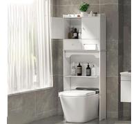 Étagère de rangement à 4 niveaux pour toilettes avec armoire - Élégant support pour salle de bain peu encombrant pour un rangement efficace, idéal pour les petites salles de bains et maximiser