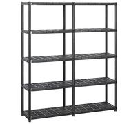 vidaXL Étagère de rangement à 5 niveaux Noir 142x38x170 cm Plastique