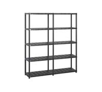 vidaXL Étagère de rangement à 5 niveaux Noir 142x38x170 cm Plastique