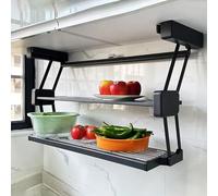 Étagère de rangement à double levage et rabattable, sous armoire haute, étagère pliante pour épices, plats, système de rabattement rétractable, peut supporter jusqu'à 22 lb,D8.3"xh17.3"-W-27.2"
