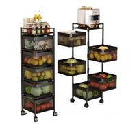 Étagère de rangement à roulettes multifonction avec rotation à 360 degrés pour cuisine, salle de bain, salon