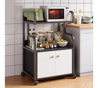Étagère de rangement à roulettes pour micro-ondes - Chariot multi-usage pour placard de cuisine pour garde-manger, entrée, salon, boulangerie - Finition érable