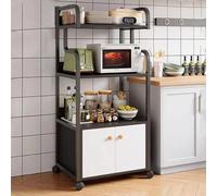 Étagère de rangement à roulettes pour micro-ondes - Chariot multi-usage pour placard de cuisine pour garde-manger, entrée, salon, boulangerie - Finition érable