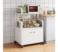 Étagère de rangement à roulettes pour micro-ondes - Chariot multi-usage pour placard de cuisine pour garde-manger, entrée, salon, boulangerie - Finition érable