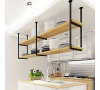 Étagère de rangement à suspendre au plafond pour pots et bouteilles de vin - Noir - Pour bars et restaurants - Plateau de rangement peu encombrant (150 x 30 x 80 cm)