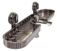 Étagère de rangement à ventouse pour lavabo de salle de bain, étagère de rangement sans perçage avec évacuation, étagère de rangement pour évier de cuisine, panier mural gain de place (Gris)