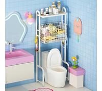 Étagère de rangement au-dessus des toilettes en acier au carbone épais avec panier à linge, unité de rangement stable pour salle de bain, garde-corps surélevés, accès facile, grande capacité de charge