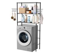 Étagère de Rangement au-dessus du Lave-linge pour Buanderie | Acier carbone, hauteur réglable, idéale buanderies compactes, s'adapte aux lave-linges Noir