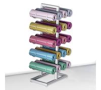 Étagère de rangement autonome en métal pour tapis de yoga, étagère de rangement à 5 couches pour 20 tapis de yoga (blanc 130 x 40 x 58 cm)