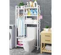 Étagère de rangement autoportante pour toilettes - Étagères réglables à 3 niveaux pour économiser de l'espace pour salle de bain, cuisine et buanderie Design élégant noir pour nizing Essentials