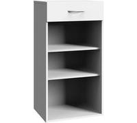 Etagère de rangement avec 1 tiroir et 2 tablettes en mélamine coloris blanc - longueur 80 x hauteur 98 x profondeur 40 cm -PEGANE- Blanc G