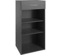 Etagère de rangement avec 1 tiroir et 2 tablettes en mélamine coloris graphite - longueur 45 x hauteur 98 x profondeur 40 cm -PEGANE- Gris G