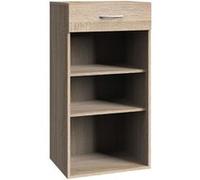 Etagère de rangement avec 1 tiroir et 2 tablettes en mélamine coloris imitation chêne - longueur 40 x hauteur 98 x profondeur 40 cm -PEGANE- chêne G