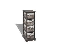 Etagère de rangement Bois Marron 4 paniers en tissage